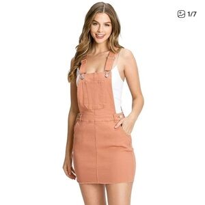 Love Tree Women's rust terra cotta Denim Overall Dress